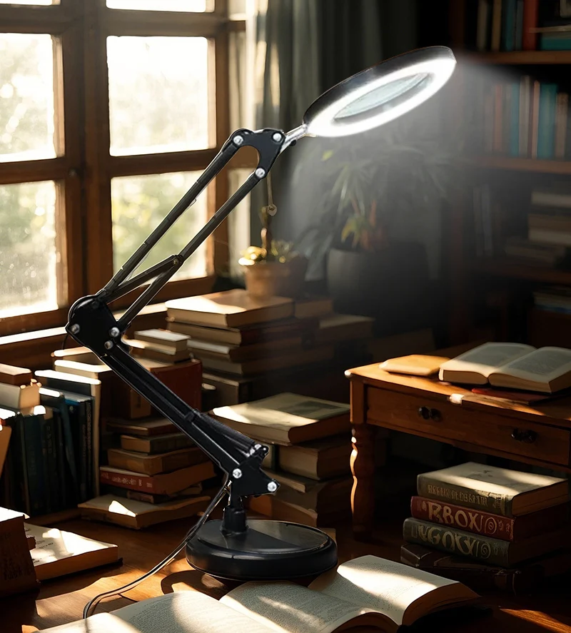 

LED Magnifying Glass Lamp 8X with Clamp 3 Color Modes Adjustable Swivel Arm for Desk Lighted Magnifying Glass for Repair Rading