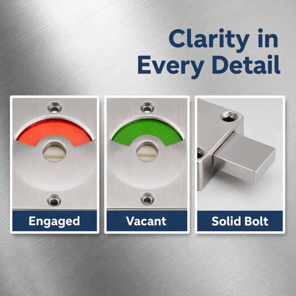 Hardware Stainless Steel Door Indicator Lock Durable Secure Privacy Door Lock Door Bolt Latch Toilet Partition