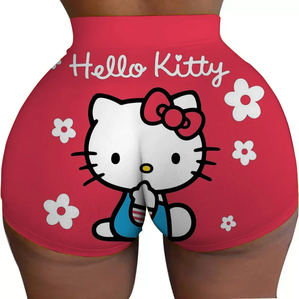 Pantaloncini da donna estivi 2025, super pantaloncini da donna con scollo a O Hello Kitty, pantaloncini da donna slim fit, caldi e sexy