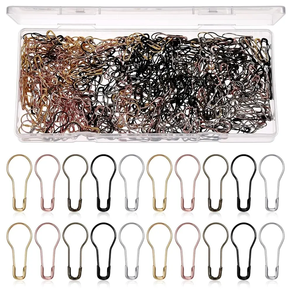 

500 Pcs Metal Pins Safety Bulb Pins Crochet Stitch Markers Crochet Accessories and Supplies with Storage Box for Sewing Knitt