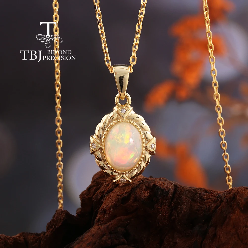 

Женское ожерелье из стерлингового серебра 925, красочное натуральное октябрьское ожерелье с камнем и опалом, подвеска изысканные украшения для юбилея, дня рождения