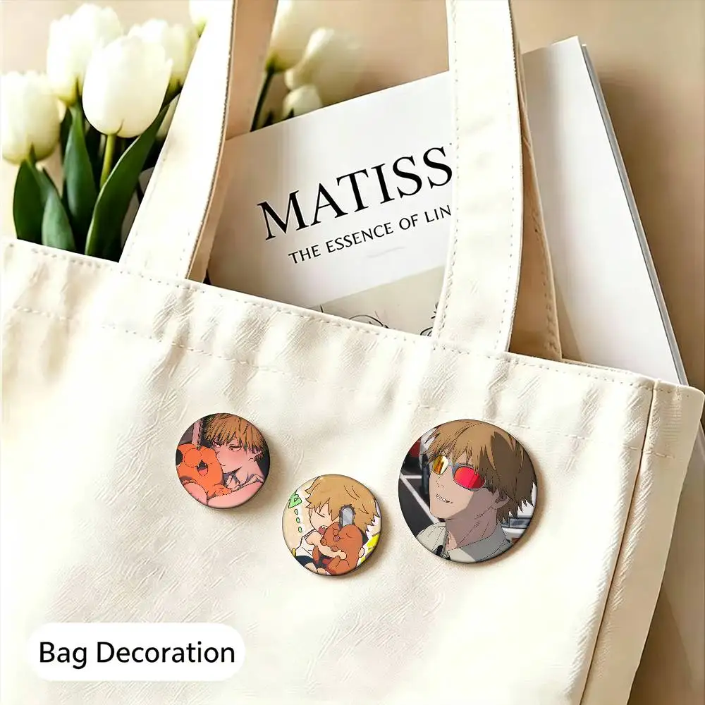 Character D-Denji Chainsaw Man Pochita  25mm 32mm 44mm 58mm Anime Badges Brooches DIY Pins Decorations Birthday Gifts