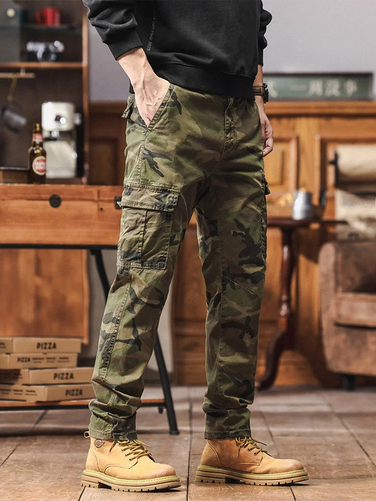 

Мужские прямые брюки для работы, весна-осень, новые, в американском стиле, для активного отдыха, альпинизма, длинные, с несколькими карманами, эластичные...