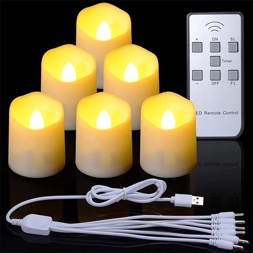 

USB Chargeable RGB Flameless Candles Light LED Candlestick Lamp Tealight for Wedding Xmas Halloween Easter Home Party Room Decor