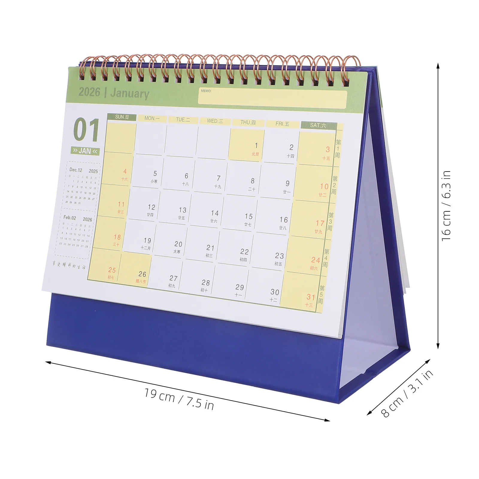 Calendario da tavolo 2026 in piedi Flip Coil Rilegatura Agenda giornaliera mensile per ufficio, casa, scuola, organizzatore, calendario da tenda