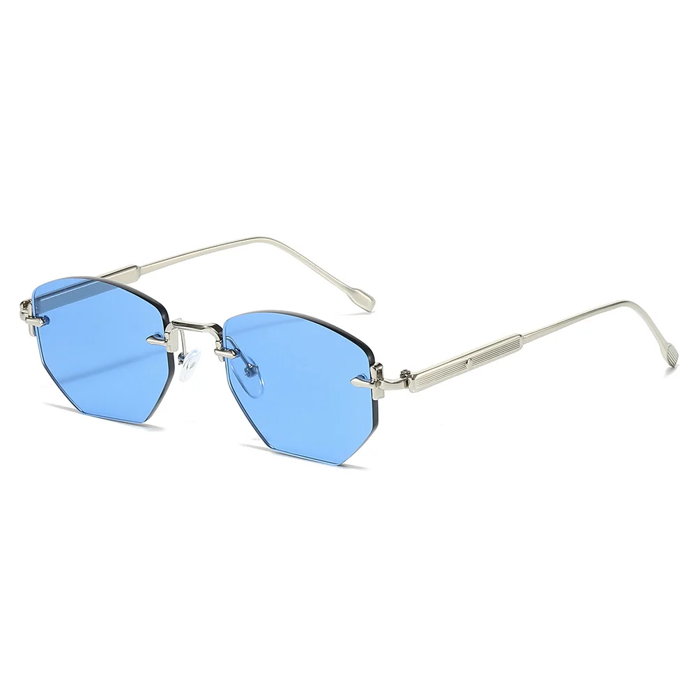 

Vintage Luxury Square Metal Rimless Sunglasses UV400 Gradient Shades Women Metal Fashion Brand Design Eyewear for Ladies