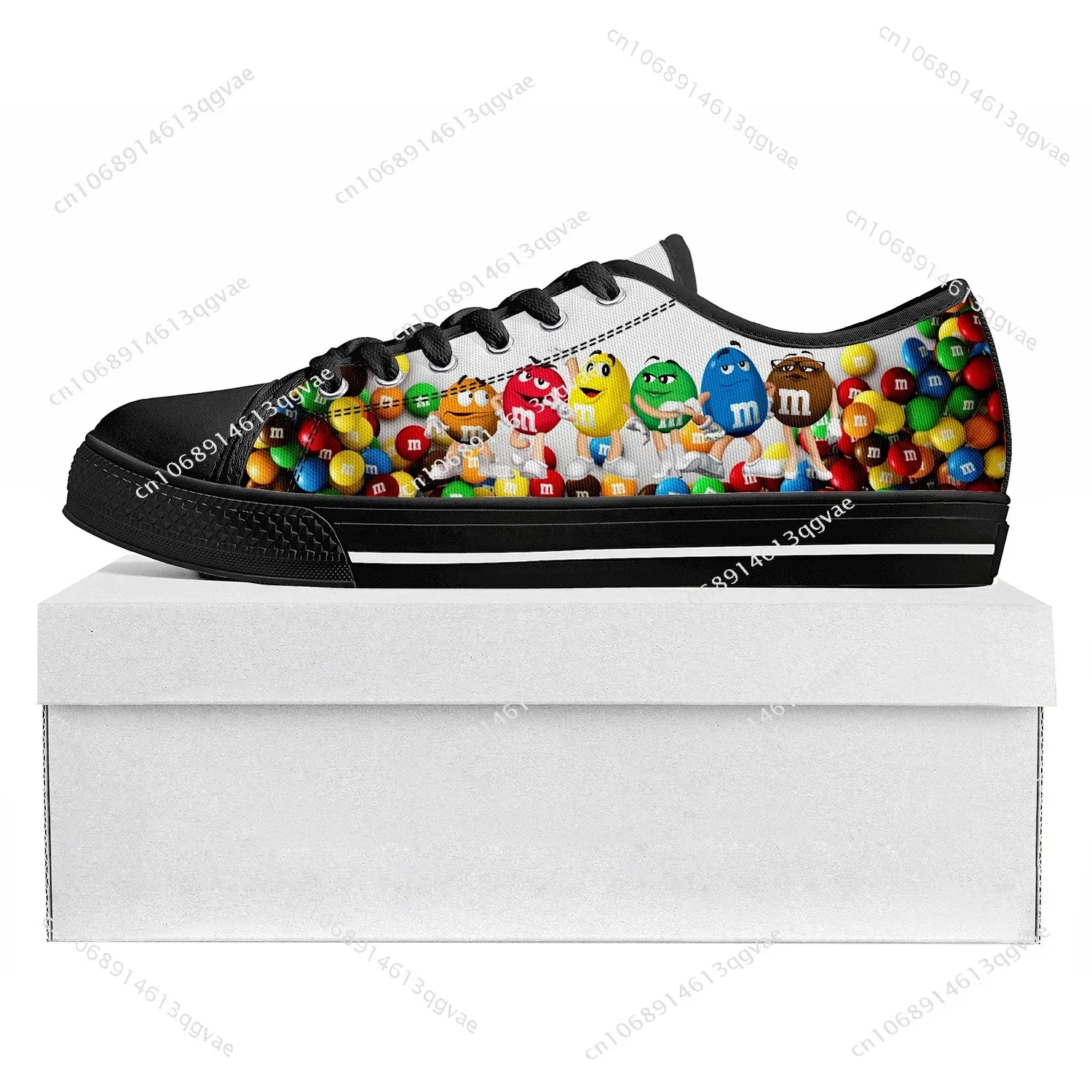 M Chocolate Cartoon Low Top Sneakers Mens Womens Teenager High Quality Canvas Sneaker Prode Casual Couple Shoes Custom Shoe