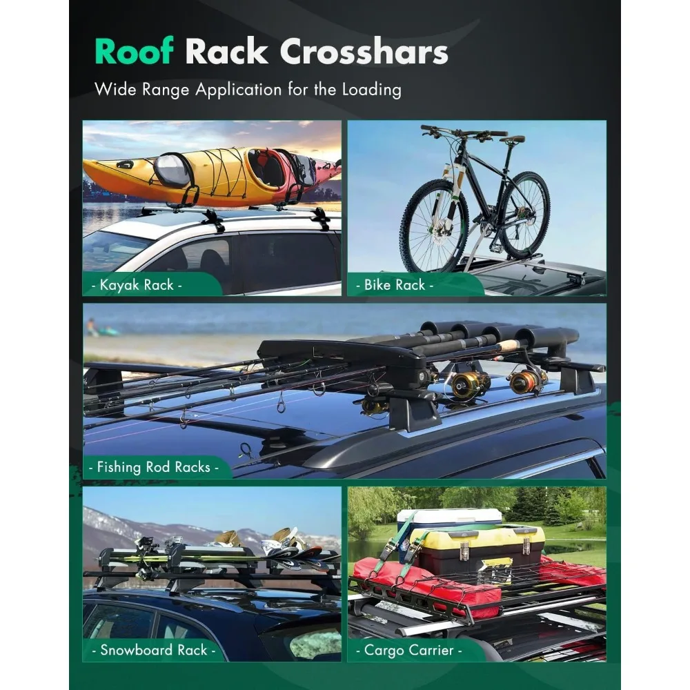 Universal Roof Rack Cross Bars for Volkswagen Tiguan 2010-2018, 220LBS Capacity, Silver Finish