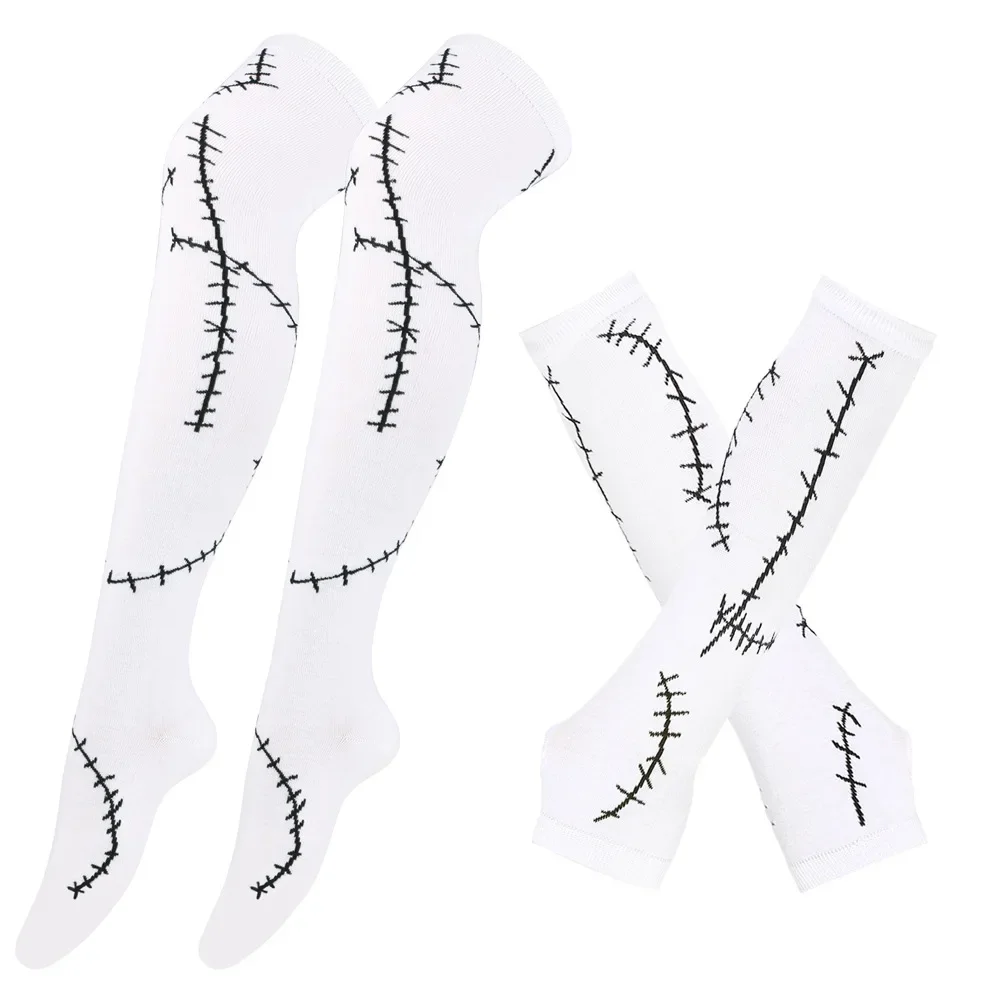 1/2 Pcs New Halloween Costume Stockings Suit Sally Gloves Socks Play Christmas Cry Cosly Sally Stitch Accessories Suit