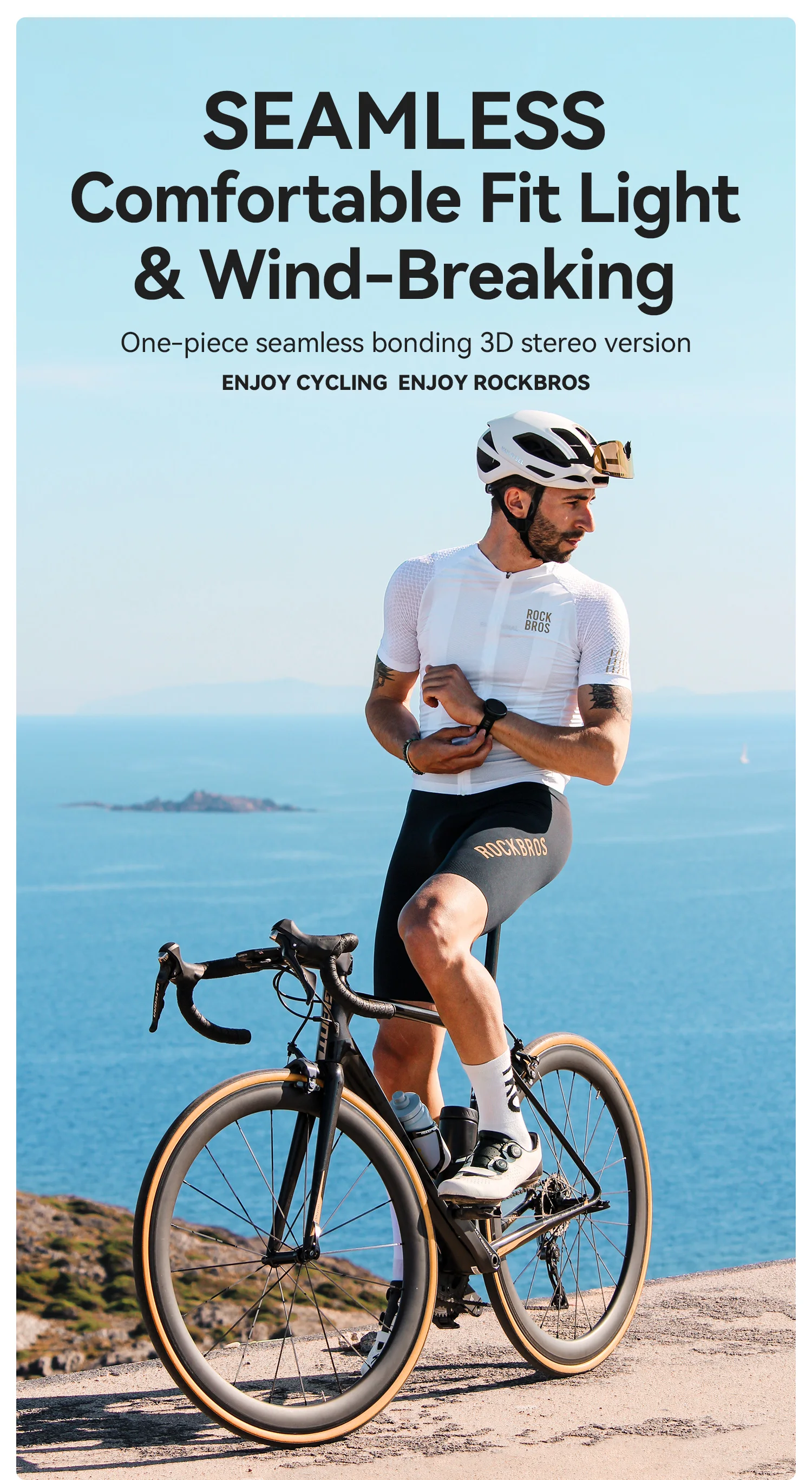 ROCKBROS Herren Fahrrad-Trägerhose Nahtlos mit Italienischer Polsterung Atmungsaktive Leichte Fahrradshorts – Detail 1