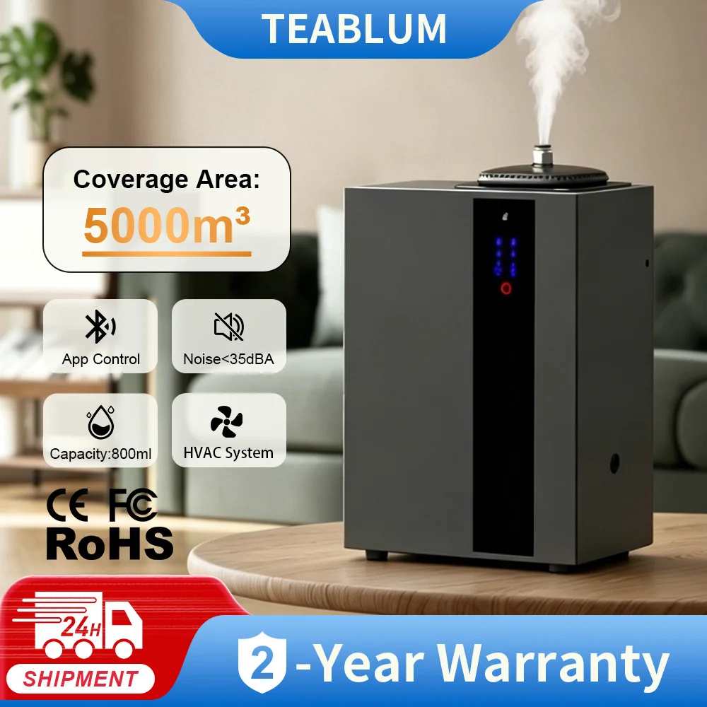 

TEABLUM 5000CBM HVAC Electric Scent Diffuser 800ML App Wi-Fi Remote Control Air Freshener Wall-mounted Fragrance Scent Machine