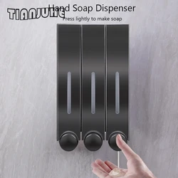 Soap Dispenser Wall Mount Bathroom Black Metal Wall Liquid Soap Shampoo Dispenser for Kitchen Restaurant