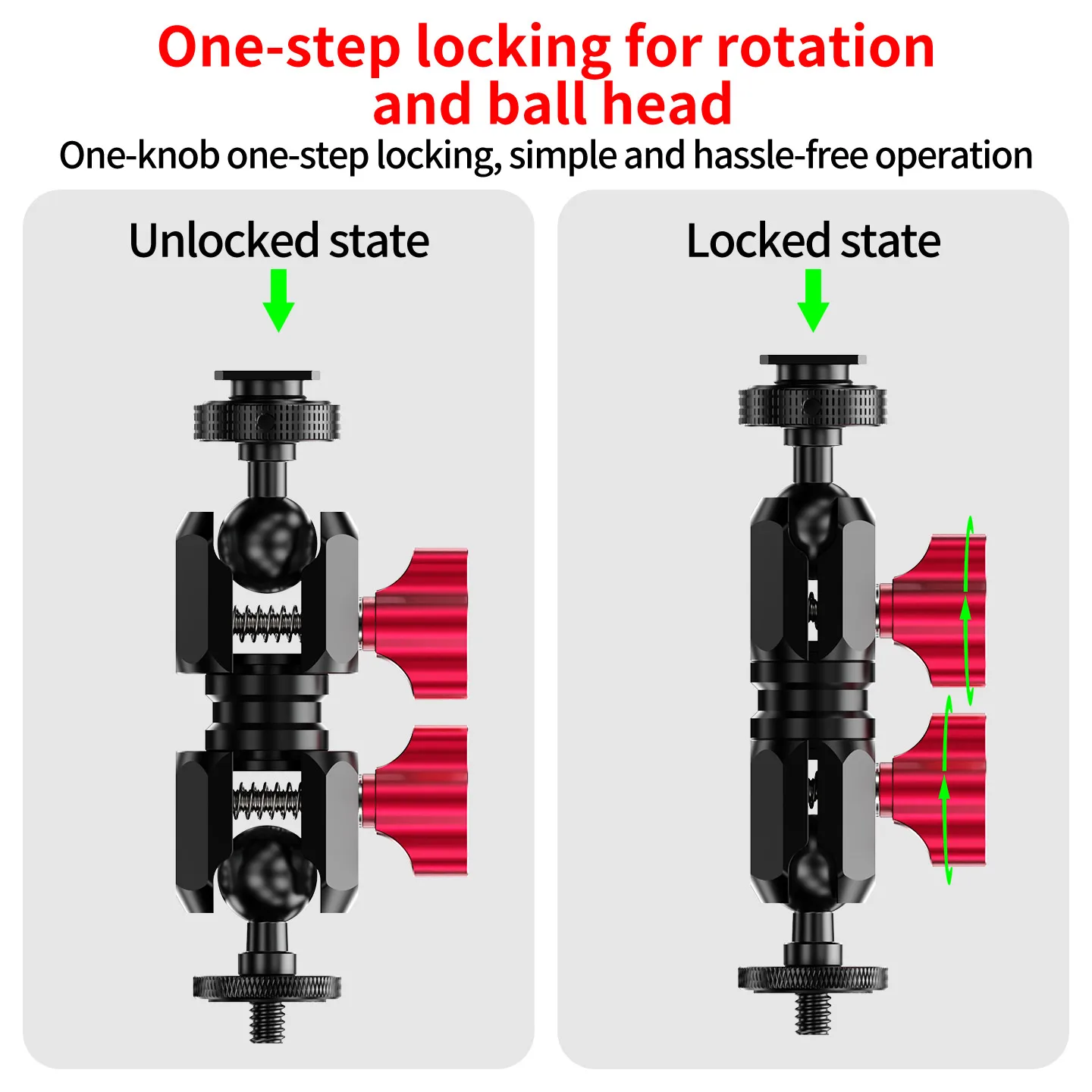 Doppelte Verriegelungsknöpfe 17mm Kugelkopf Magic Arm Mehrwinkel-Verstellbar für DJI OSMO Pocket4 GoPro Insta360 Kamera Aufhellungslicht-Halterung – Detail 18