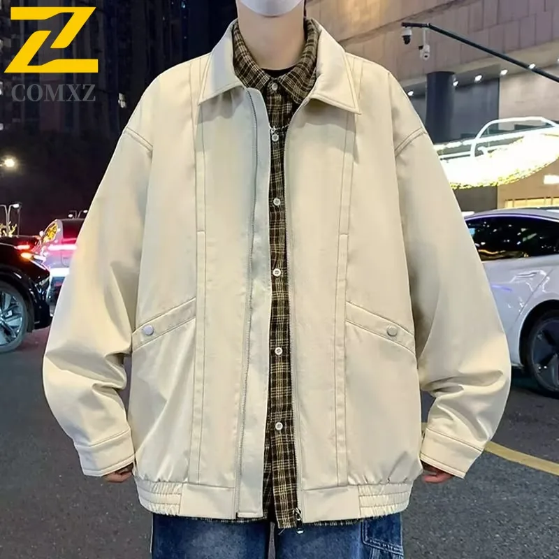 

COMXZ Комфортная мужская кожаная куртка в американском стиле, легкое пальто, городская уличная мода, ветрозащитные осенние мотоциклетные пальто