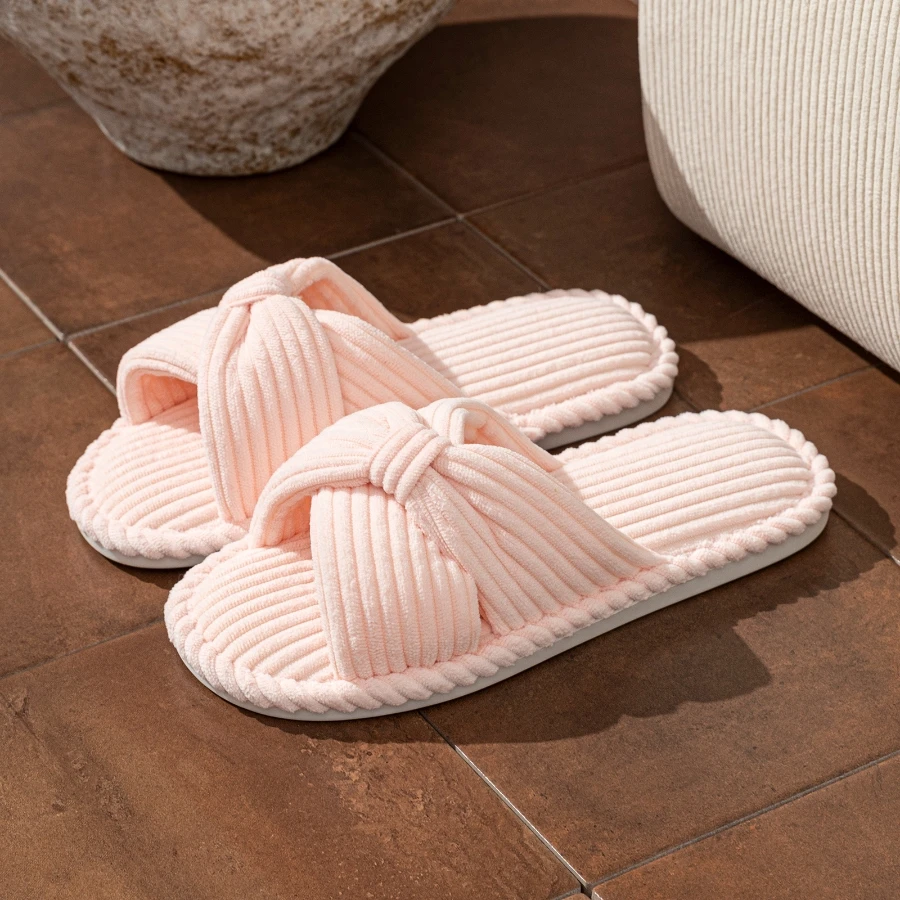 

Fashion Women's Slippers Bow Bedroom Soft Sole Exposed Toe Dry Lightweight and Comfortable Leisure Home Shoes