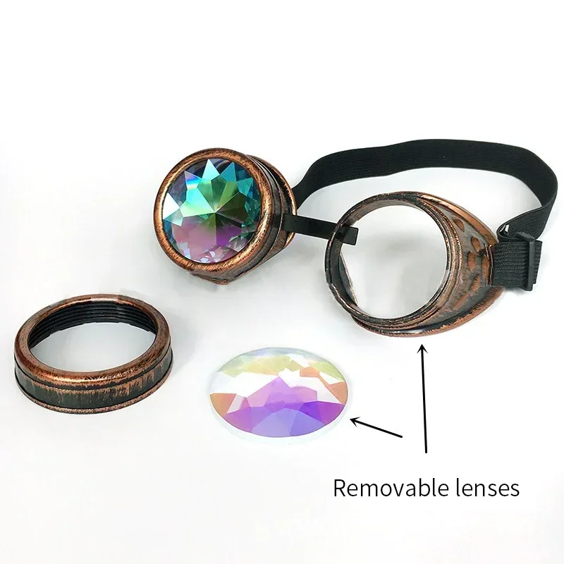Vintage Steampunk Glasses Gothic Style Helmets Cosplay Halloween Decorations Heavy Metal Driver Goggles Eclipse Lenses