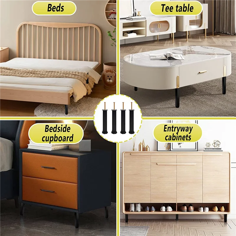 A01F-4 PCS Bed Rack Support Legs Adjustable Height 20 To 22Cm Heavy Duty Bed Center Frame Slat Feet