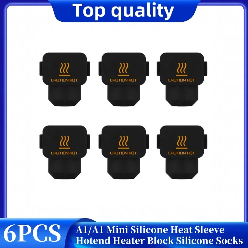 6pcs A1/A1 Mini Silicone Hotend Covers - High-Temp Heater Block Socks For Bambu Lab A1/A1 Mini 3D Printer Accessories