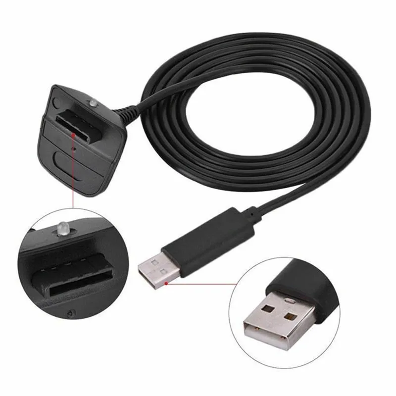 1.5m USB Charging Cable for XBOX360 Replacement Power Supply Cable for XBOX360 Wireless Game Controller Gamepad Joysticks Cable
