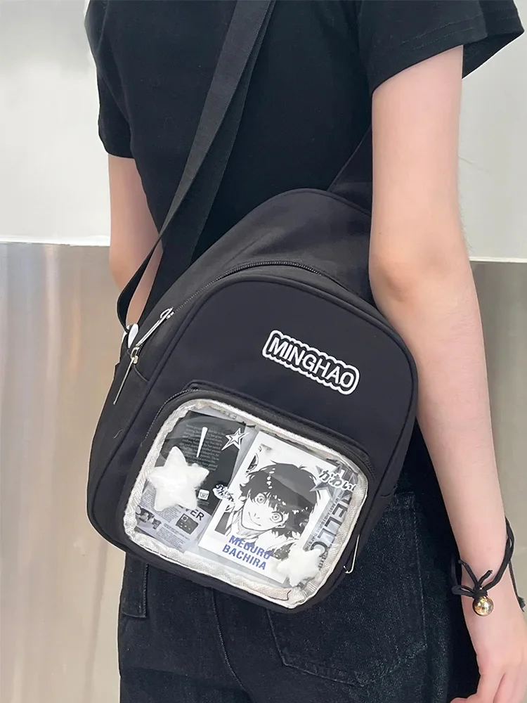 Y2K Cute Mini Backpack Women Kawaii Ita Bag Sweet Girl Transparent Rucksack DIY Personality Display Knapsack Lolita Shoulder Bag