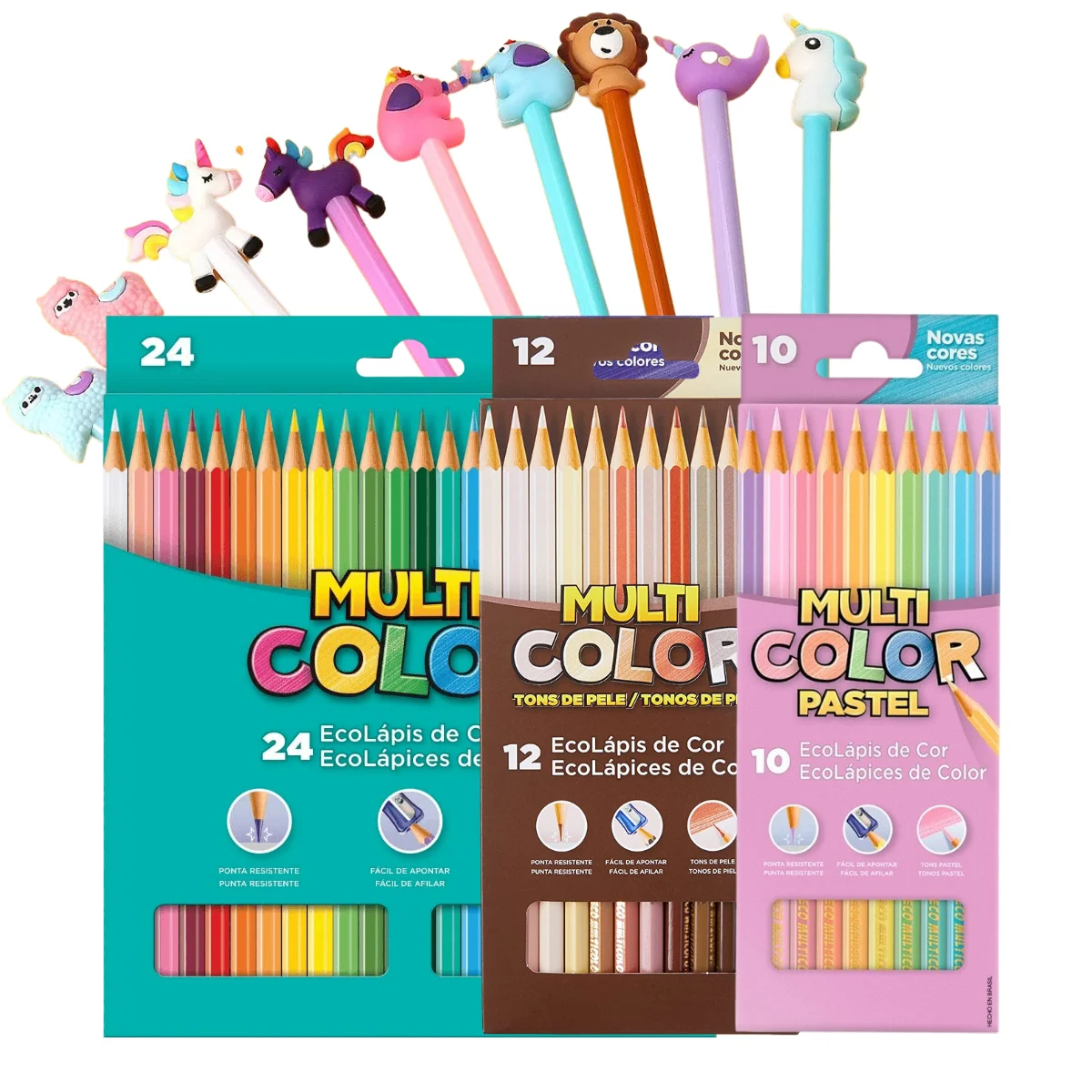 1 Kawaii Pen Multicolor Color Pencil Kit 24 Colors + 12 Shades Skin 10 Shades