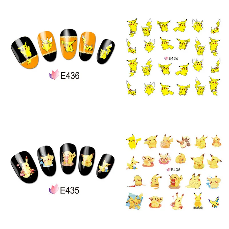 Pokemon Pikachu Nail Art Sticker Straight Curved Liner Striped Tape Wrapped Geometric Ornament Cartoon Nail Art 10pcs/Set