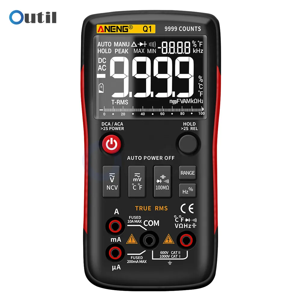 ANENG Q1 Multimetro digitale 9999 Tester analogico Vero RMS Transistor fai da te Condensatore NCV Tester Lcr Meter Multimetro professionale