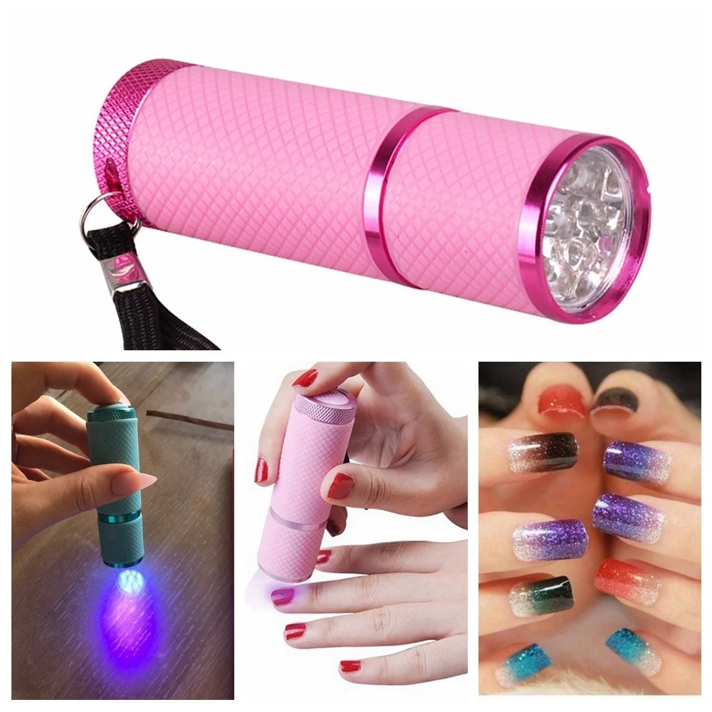 Biutee UV Light Lamp Mini 9 LED Flashlight UV Gel Adhesive Glue Curing Lamp Light Handheld Nail Dryer UV Flashlights Nail Tool