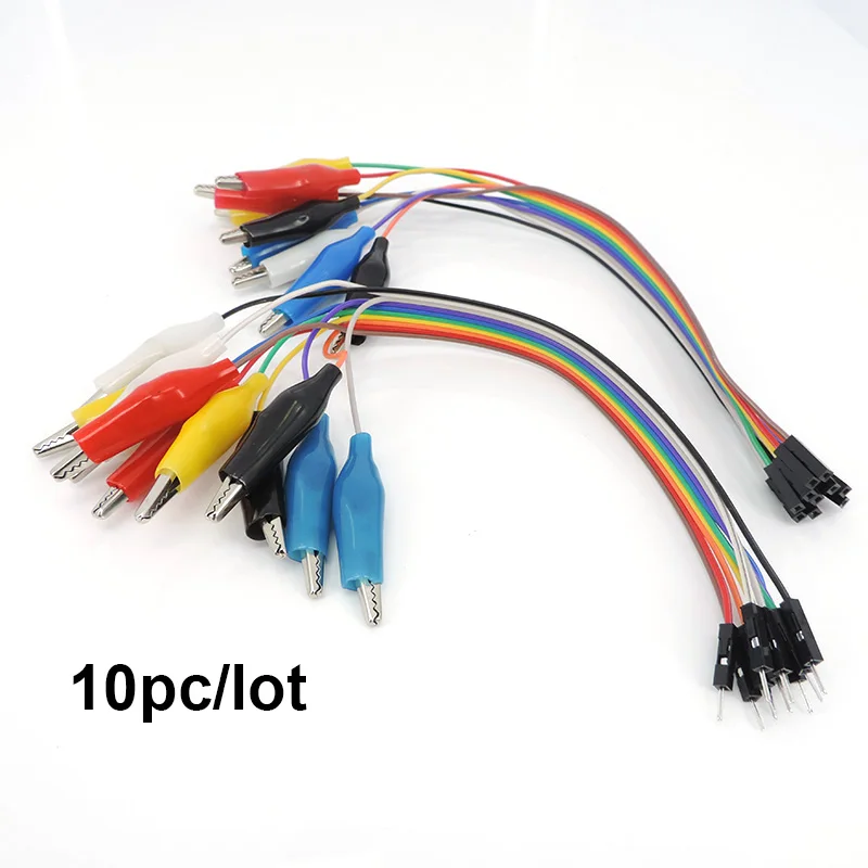 

10pcs 20cm 30cm 10pin Alligator Clip to Jumper Wire 10pin Male Crocodile Clip to Female Test Lead cable for Arduino Raspberry