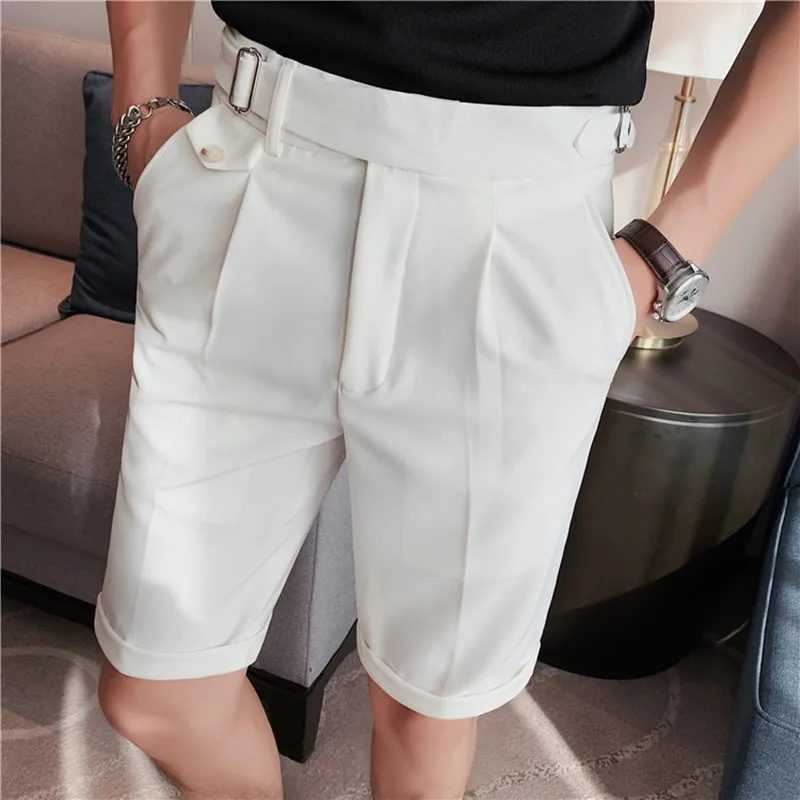 British style Summer Business Slim Fit Business Suit Shorts Men 2022 Simple Casual Short Pants Knee Length Formal Pants Homme