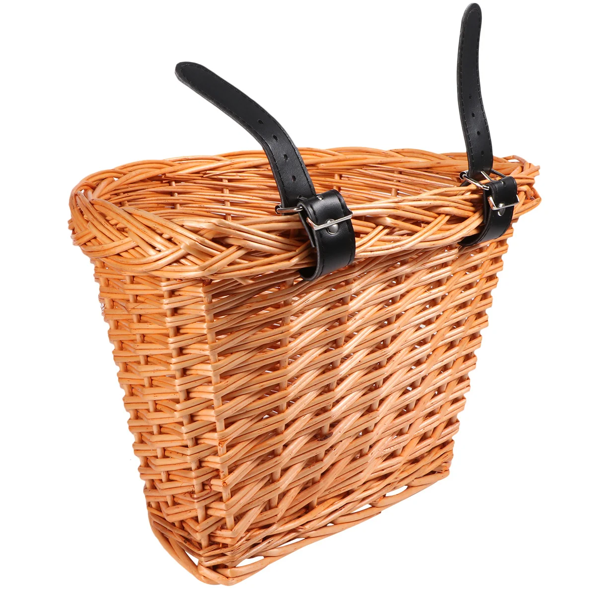 

Large D Shape Bike Basket Detachable Handmade Natural Willow Wicker Front Handlebar Basket Bicycle Storage for Cycling