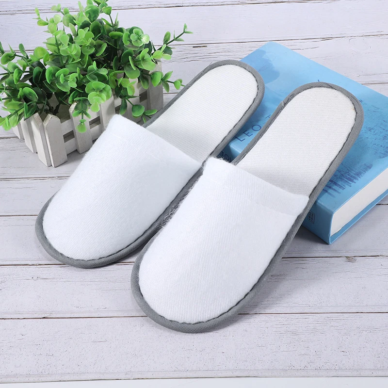 Solid Color White Hotel Room Light Non Slip Casual Home Disposable Slippers For Women