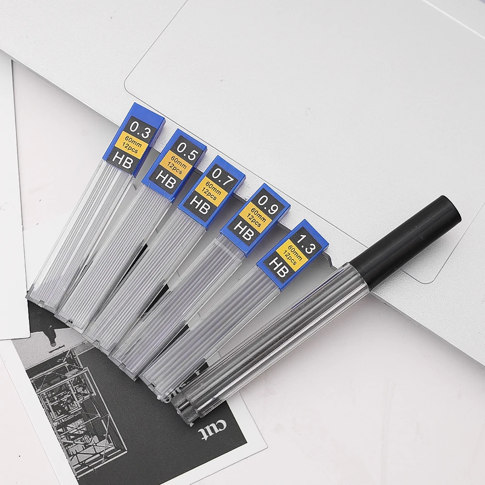 Druckbleistift aus Metall, 0,3 0,5 0,7 0,9 1,3 2,0 mm, Zeichnung, automatisches 2B/HB-Bleistiftset mit Minen, Büro, Schule, Schreiben, Kunst, Skizze – Detail 4