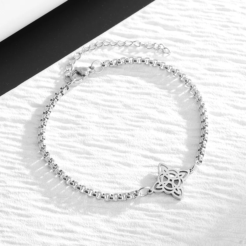 Stainless Steel Witch Knot Bracelet for Women Fashion Charm Irish Lucky Talisman Jewelry Girls Gift