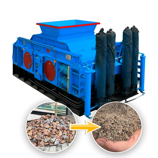 large sand making machine rock ore  limestone  double roller crusher price with vibrating screen