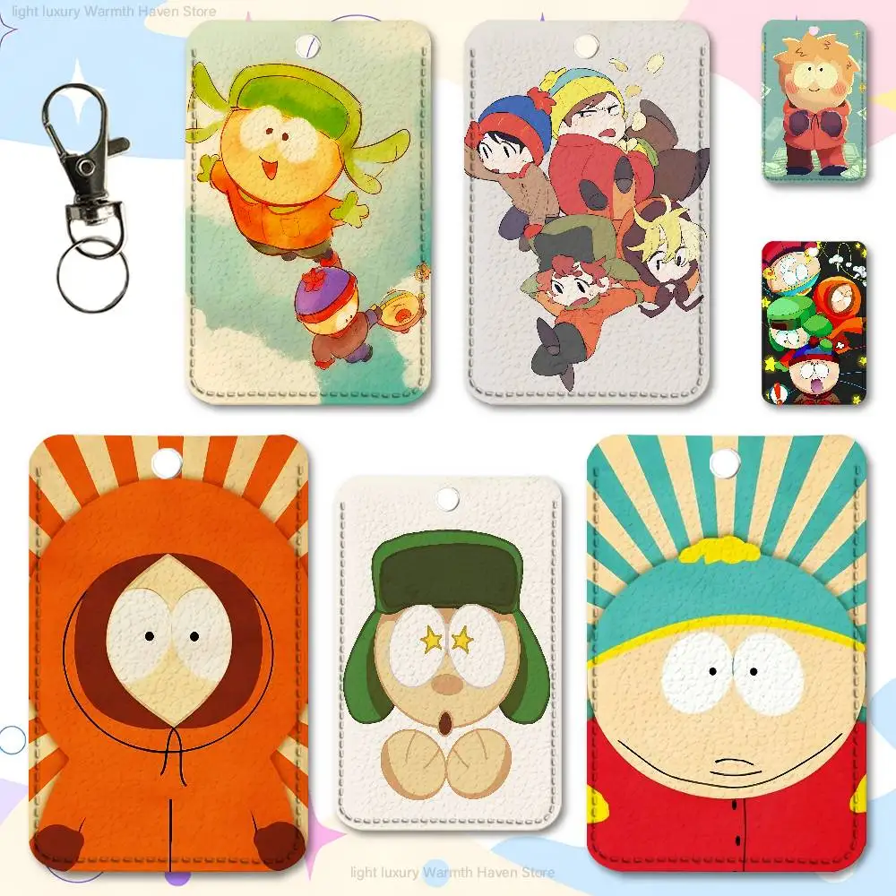 

Funny S-South Parks-S Premium PU Leather Card for Daily Use Holder Card Case with Metal Carabiner Customizable Design