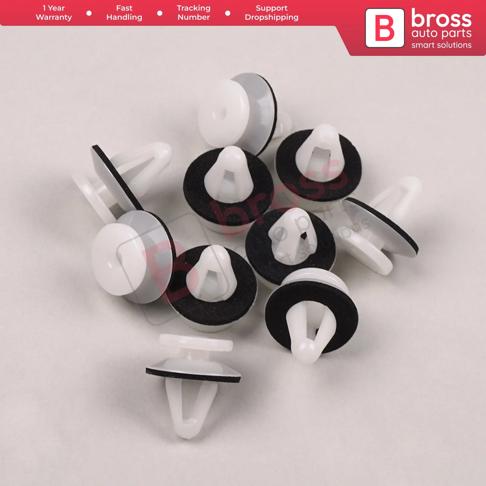 Bross Auto Parts BCF1365 10 Pieces Side Garnish & Moulding Trim Retainer for Mitsubishi : MB696120