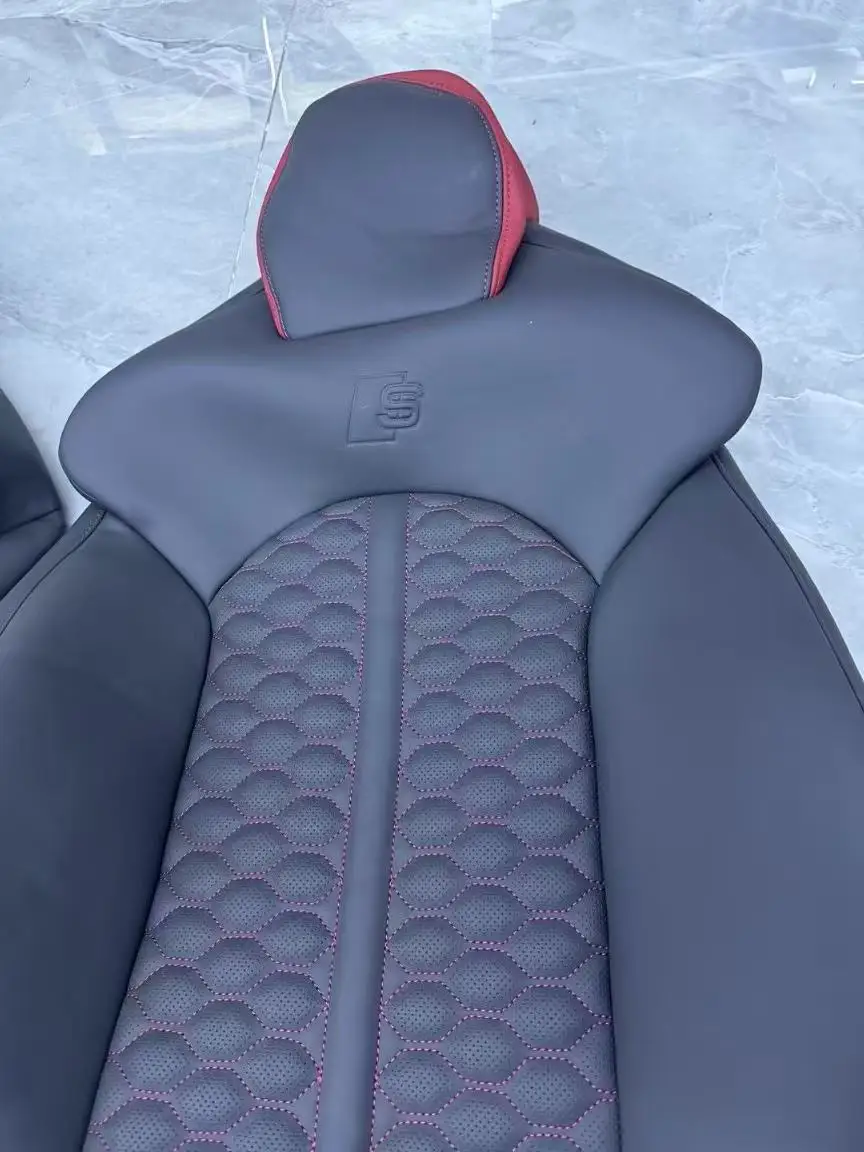 اكسسوارات السيارات الداخلية دلو مقاعد رياضية وسادة مخصصة أغطية جلد الرياضة سباق مقعد ل RS A4 A5 A6 A7 Q3 Q5L Q8