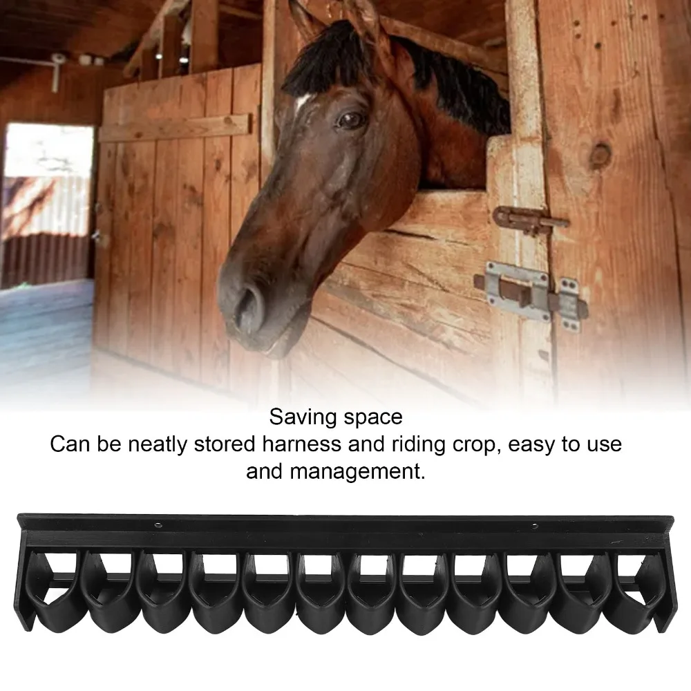 Plastic Horse Whip Crop Holder Black Wall-Mounted Horse Whip Crop Rack Minimalist Design Space Saving Horse Whip Storage Rack