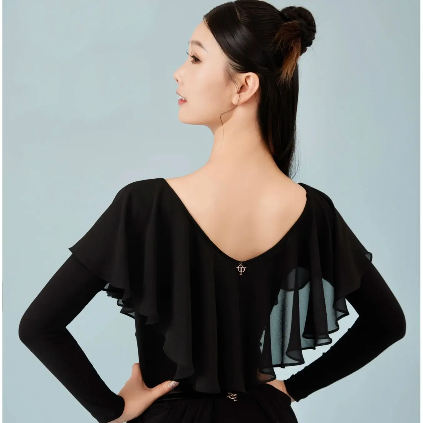 Adulto sexy com decote em v malha superior roupas de dança moderna para mulheres valsa tango dança de salão latina trajes desempenho wear dn22330