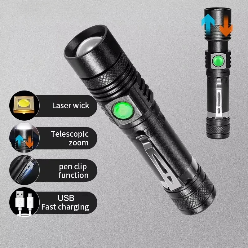 

Ultra Bright Flashlight USB Linterna LED Torch Lanterna Power Tips Bicycle Light Rechargeable Use 18650