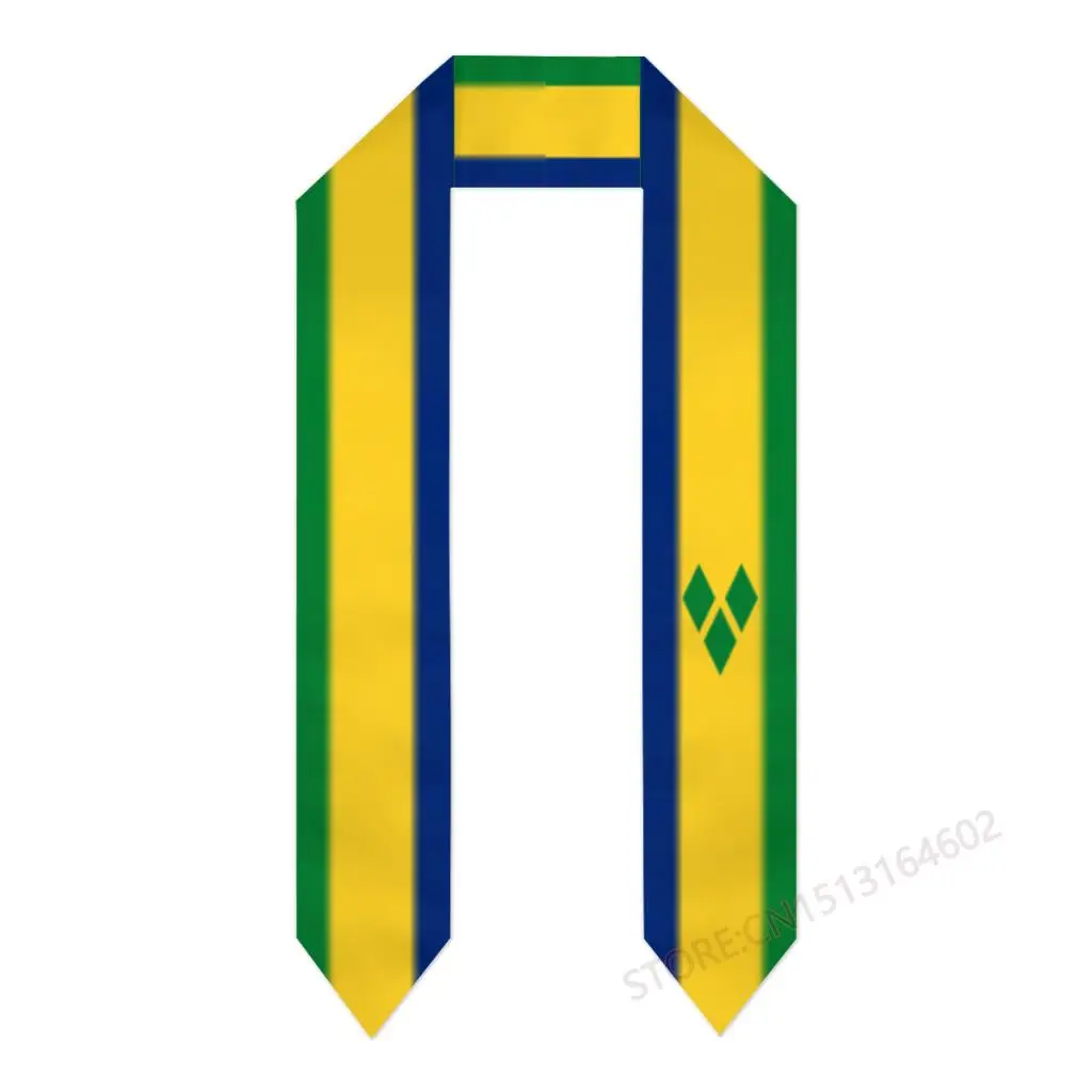 Custom Name Saint Vincent and the Grenadines Flag Scarf Graduation Stole Sash International Study Abroad Class of 2023 Shawl