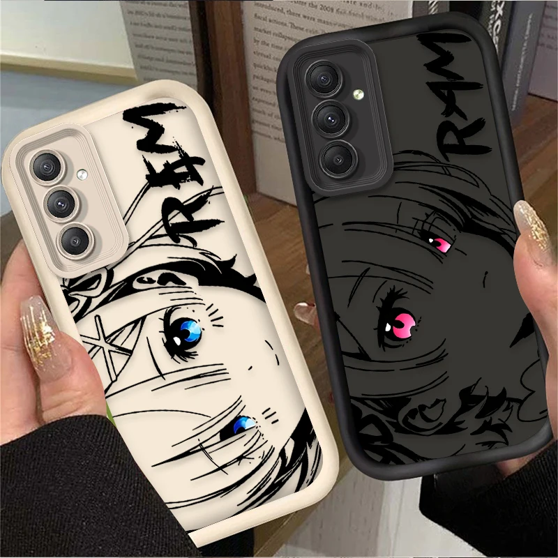 Cute Rem Ram Line ART Anime Case For Samsung Galaxy A16 A26 A36 A56 A05 A05S A15 A25 A35 A55 A54 A34 A24 A14 A13 A52 A52S A51