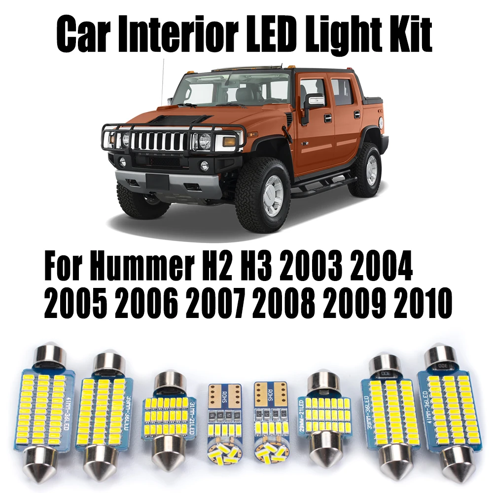 LED Interior Reading Dome License Plate Light Kit For Hummer H2 H3 2003 2004 2005 2006 2007 2008 2009 2010 Canbus Car Lighting