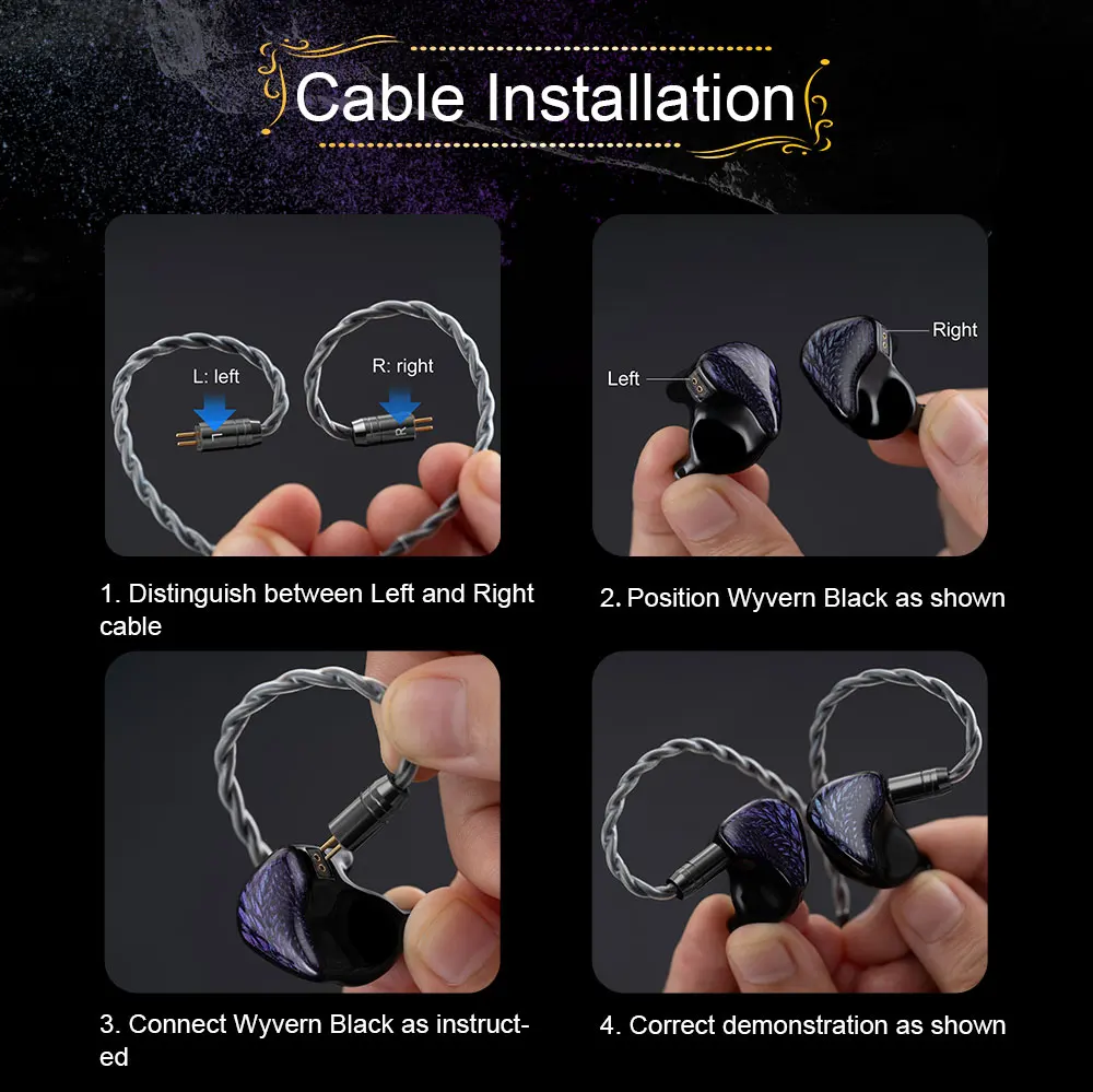Kinera Celest Wyvern Schwarz 10 mm LCP Dynamic Driver IEM HiFi-Kopfhörer Kabelgebundene Ohrhörer mit 0,78 mm 2-poligem austauschbarem Kabel – Detail 9