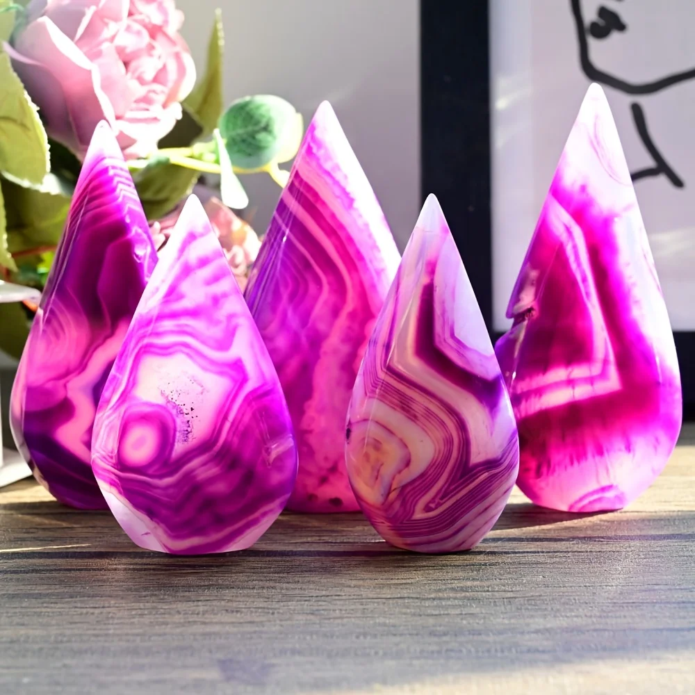 1 Stück lila Achat Tropfen funkelnde böhmische Heimdekoration, perfektes Geschenk zum Valentinstag, Weihnachten, Ostern