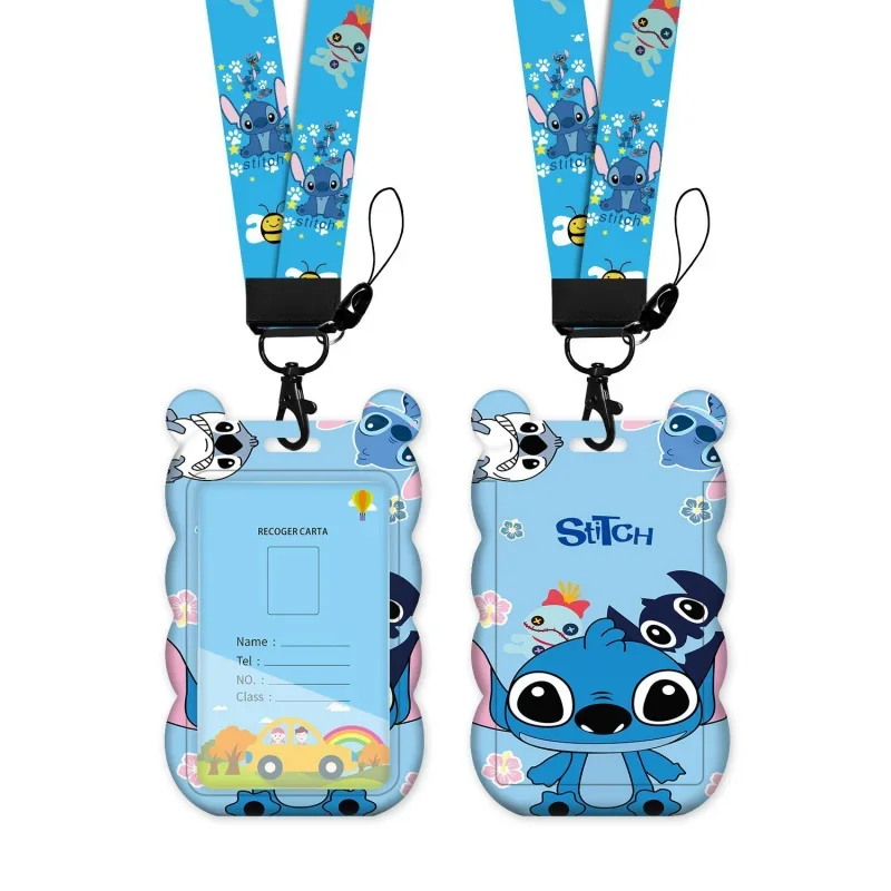 

Чехол для карт с милым волнистым дизайном — тематический автобус Lilo & Stitch, держатель для карт доступа и длинный ремешок для детей