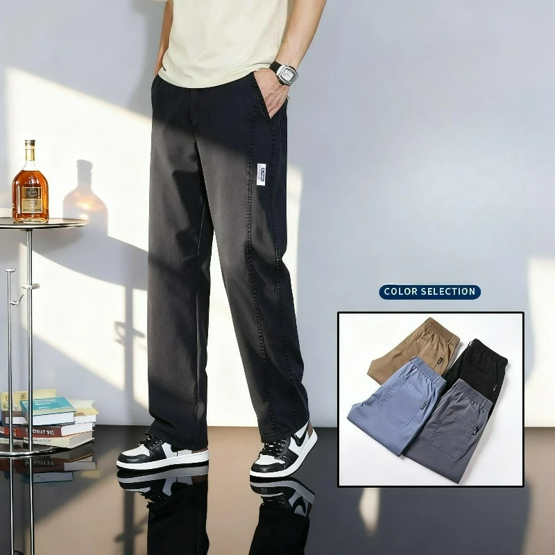 Men's Classic Stretch Casual Pant Business Office Straight Male Pants Breathable Clothes Summer Fashion Soft Cozy Solid Trousers