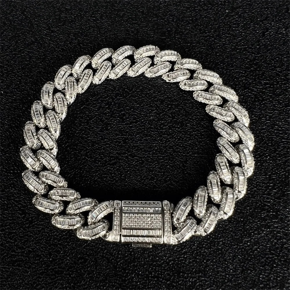 2022 New Luxury Miami Bracelet Men's Rectangular Cubic Zirconia Hip Hop Rap Jewelry