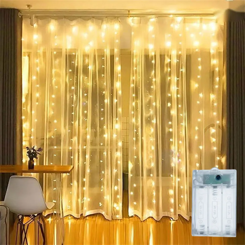 3M-6M Christmas Decoration Holiday Wedding Fairy Tale Flower Ring Light Bedroom Curtain Battery Box 100-600LEDs String Light